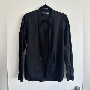 The Kooples Button Down Mens Fitted Shirt Black Size Small
